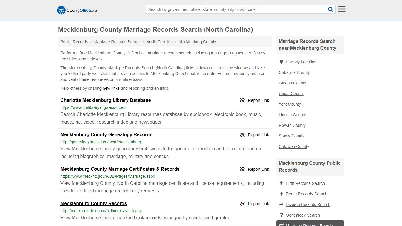 Mecklenburg County Marriage Records Search (North Carolina) - County Office